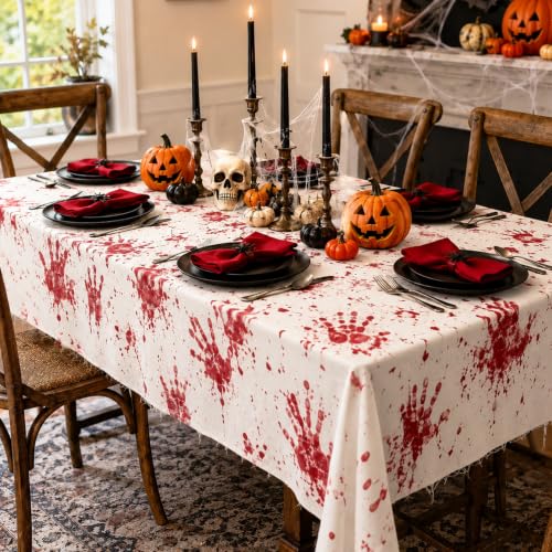 Halloween Bloody Tablecloth 84.6 x 108.3 Inch Spooky Horror Decor Cover