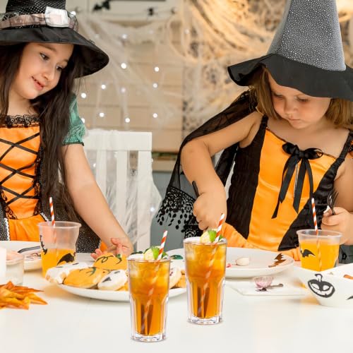 Orange White Striped Paper Drinking Straws - Eco-Friendly 7.75" Pack of 100