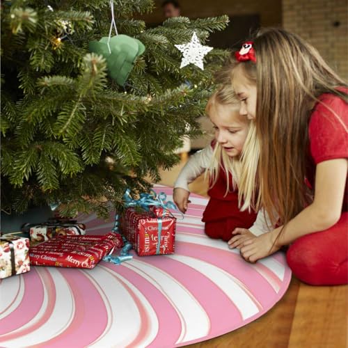 Pink Candy Christmas Tree Skirt 36 Inch Holiday Decor for Xmas Trees