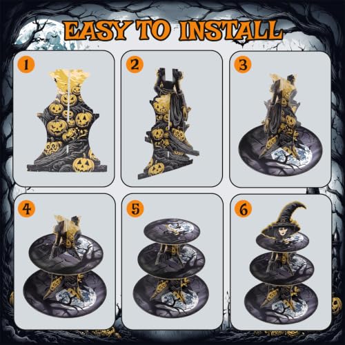 Halloween 3-Tier Cupcake Stand - Witch Theme Cardboard Dessert Display