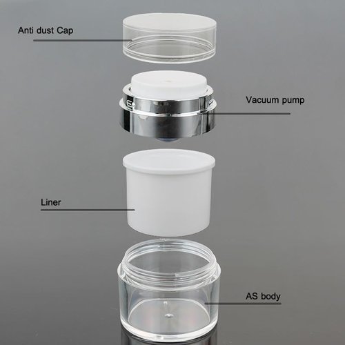 2Pack 1.7oz Airless Pump Jars Moisturizer Dispenser Vacuum Bottle Jar with Push Down Pump Dispenser Refillable Travel Lotion Container for Skincare, Cream, Skincare