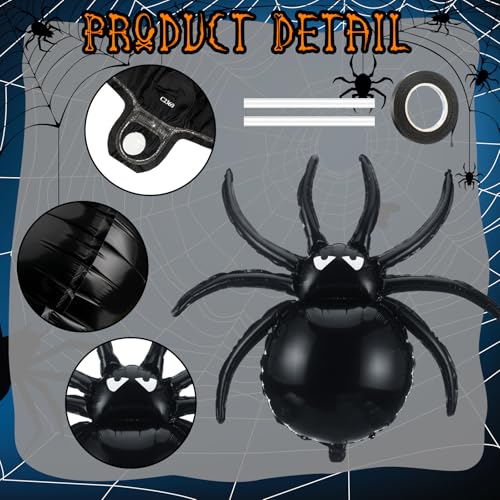 Halloween Black Spider Balloons - 12 Pack 32.5 Inch Giant Foil Decorations - Variation: Spider