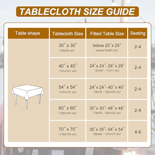 Fall Halloween Square Tablecloth - Washable Fabric Cover 54x54 Inch Pumpkin Orange