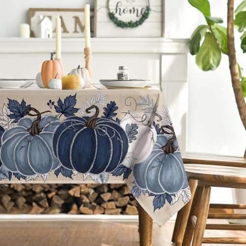Horaldaily Fall Tablecloth 60 x 104 Inch Rectangular Autumn Harvest Floral Beige