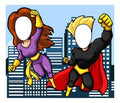 Superhero Face Cutout Photo Banner Backdrop - Party Props and Decorations