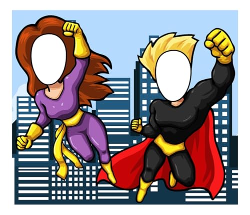 Superhero Face Cutout Photo Banner Backdrop - Party Props and Decorations