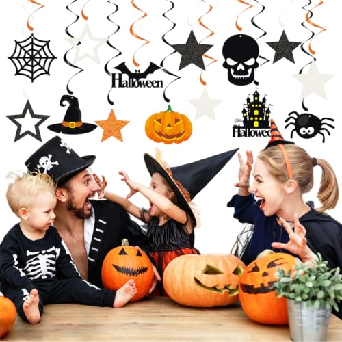 Halloween Wall & Ceiling Decorations Streamers Kit - Black, Orange, White - Indoor Party Decor
