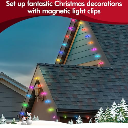 Magnetic Christmas Light Clips - C9 String Light Gutter Hooks, Set of 50, Green