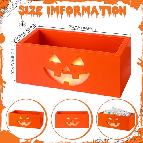 Sintuff Halloween Candy Bowl Large Grimace Pumpkin Wooden Serving Dish - Festive Decor