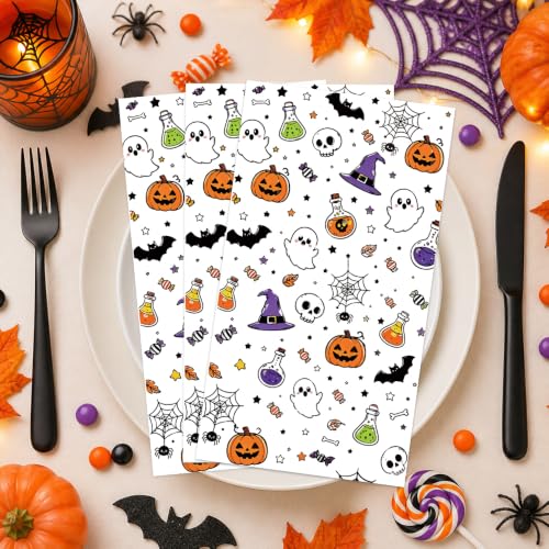 Multicolored Halloween Disposable Napkins - 50 Pack Festive Party Supplies