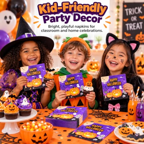 50 Pcs Halloween Rectangular Disposable Napkins 13x13 Inches - Festive Party Tableware