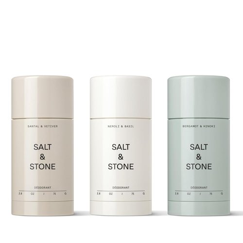Salt & Stone Aluminum-Free Deodorant - Extra Strength 48-Hour Protection for All | Trio Set with Seaweed Extracts, Niacinamide & Prebiotics