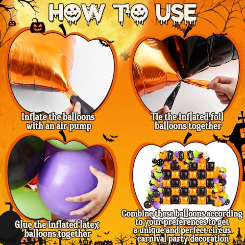 Halloween Balloon Wall Decor Kit - Black and Orange Foil & Latex Balloons, Bat Stickers &