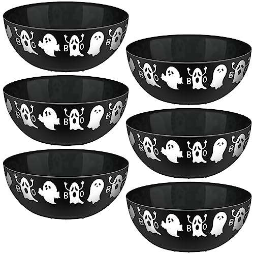 Black Ghost Halloween Candy Bowl Set - Trick or Treat Serving Bowls, 6 Pieces