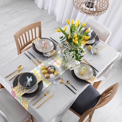 Easter Bunny Table Runner – Happy Easter Bunny Design, 13 x 72 Inches, Spring Kitchen Decor