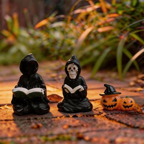 Halloween Gothic Reading Ghost Decorations - Faceless Skeleton Statues, Black Style 2