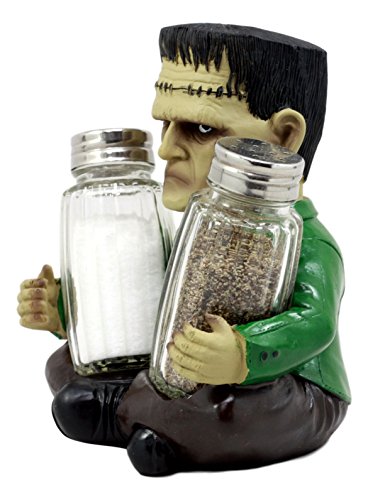 Halloween Frankenstein Salt & Pepper Shaker Set - Hand Painted Resin Figurines