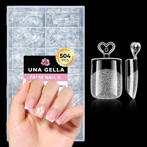 UNA GELLA Extra Short Sharp Square Nail Tips - 504PCS, Pre-Shaped, Long-Lasting
