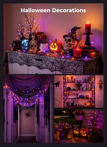 Halloween Fairy Lights Plug in 33ft 100LED Twinkle String Lights - Orange & Purple