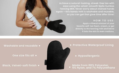SJOLIE Self Tanner - Express Sunless Tanning Mousse with Mitt Applicator | Medium Dark, Streak-Free, Vegan
