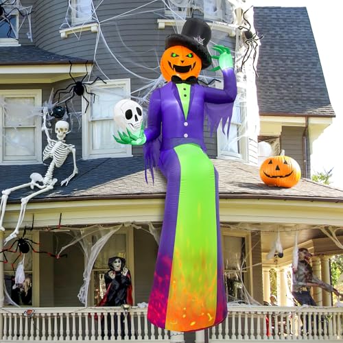 10FT Giant Halloween Inflatable Pumpkin Man Decor with LED Lights
