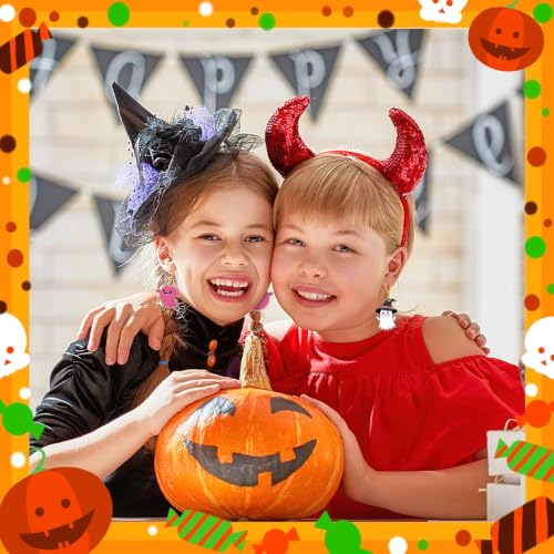 Pink Halloween Decorations Set - 36 Double-Sided Acrylic Hanging Ornaments with Gold Strings