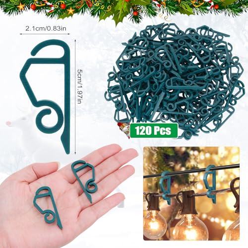 SelfTek 120 Pcs Christmas Light Clips for Gutter & Outdoor Decoration - Green