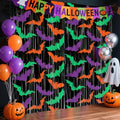 Bat Foil Fringe Curtains - Purple, Green, Orange Halloween Door Streamers for Photo Backdrop