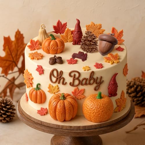 Fall Thanksgiving Fondant Molds - Pink 6-Piece Harvest Set for Cake Decorating