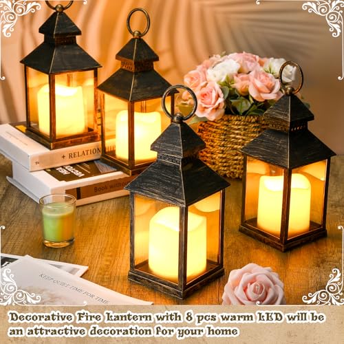Decorative Lanterns with Flameless Candles - Black, 8 Pack