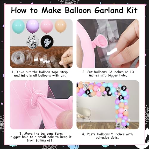 2nd Birthday Decorations for Girl Halloween Balloon Garland Backdrop Bat Stickers