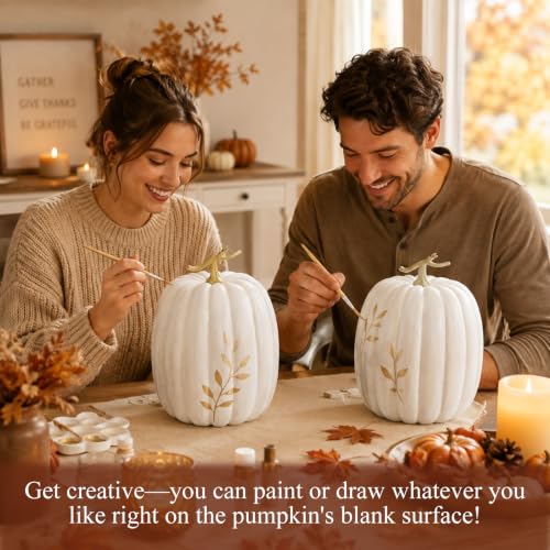 Large White Faux Pumpkin - Rustic Fall Harvest Decor for Halloween & Thanksgiving