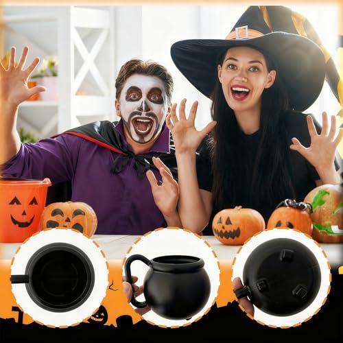 12PCS 15 oz Cauldron Mugs Black Witches Brew Cups for Halloween & Parties