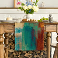 13x72 Inch Abstract Modern Art Table Runner Brown Blue | Farmhouse Kitchen Decor