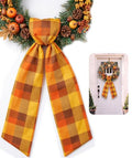 Fall Wreath Sash - Burnt Orange Plaid Ribbon for Front Door & Seasonal Decor