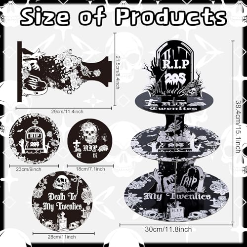 Death to My 20s Party Decorations - Reusable 3-Tier Cupcake Stand Gift