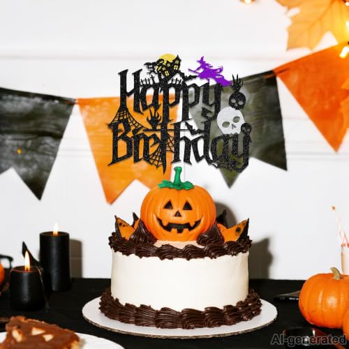 Halloween Birthday Cake Topper Ghost Themed Party Decorations for Men Women