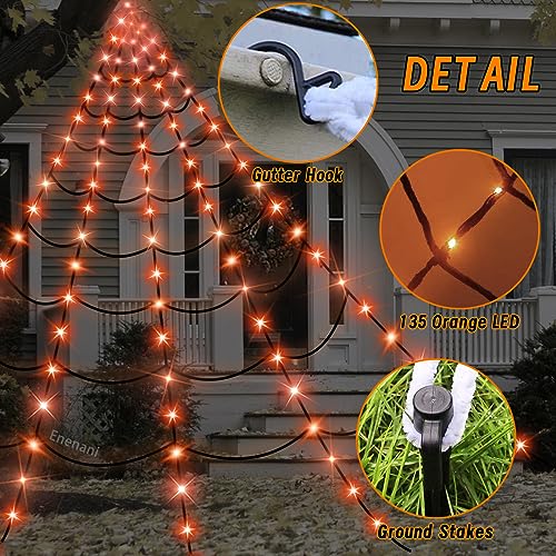 Halloween Spider Web Lights Outdoor 16.4FT Giant Cobweb Decor with Orange LEDs - Black Web Variation