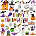 Pumpkin Halloween Gel Window Clings - 53 PC Spooky & Cute Decorations