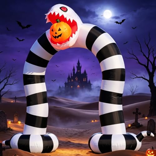 Halloween Inflatable Sandworm Archway with LED Lights - 10FT Long 8FT Tall Outdoor Decor - Trick or Treat Yard & Garden Decorations