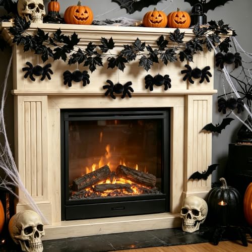 Halloween Spider Tree Decorations Set - 12 Black Fluffy Ornaments for Holiday Decor