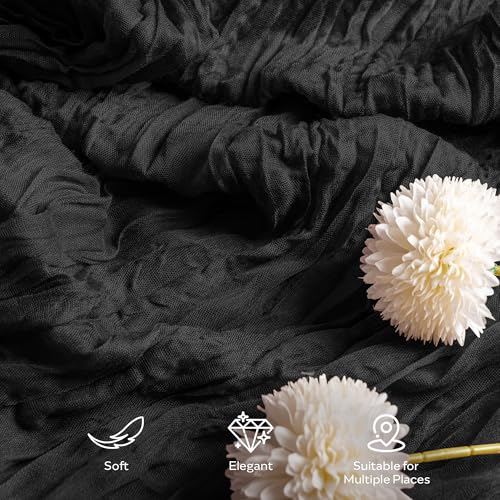 Black Cheesecloth Table Runner 6 Pack - 35x120 Inch Boho Rustic Decor