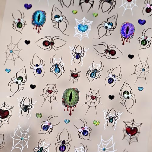 Halloween Nail Stickers 5D Embossed Spider Web Blood Dripping Design - Variation 4
