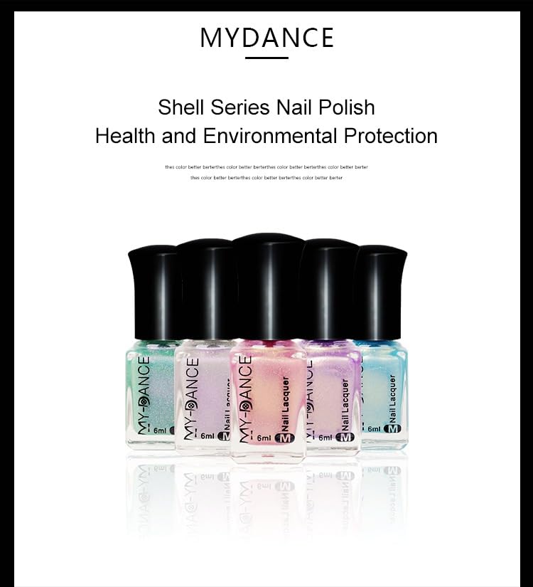 Iridescent Light Blue Shell Pearl Nail Polish - Quick Dry Long Lasting Shimmer 6ml - Variation 02