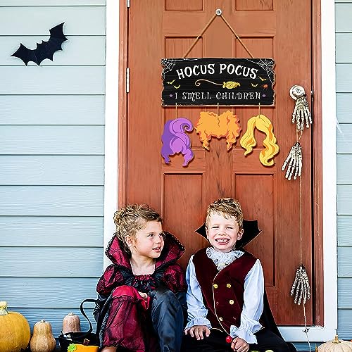 Halloween Wooden Door Sign - Hocus Pocus I Smell Children Decor for Indoor Outdoor