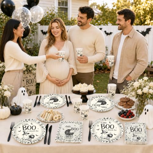 144-Pack Halloween Baby Shower Disposable Plates Cups Napkins Party Supplies