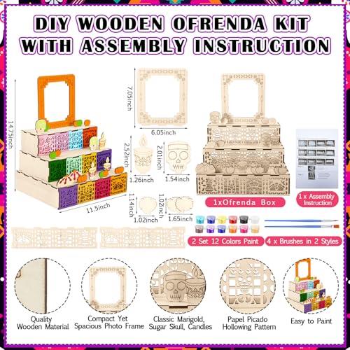 Dia De Los Muertos Ofrenda Altar Shadow Box - Wooden DIY Decor, Classic - Variation of THIS listing