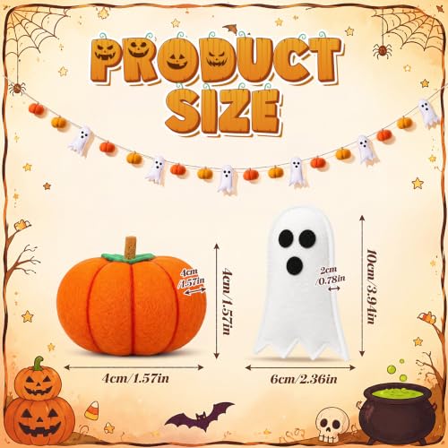 Halloween Felt Garland Set - 3D Ghost & Pumpkin Fall Decoration - Variation of THIS listing