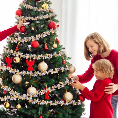 Christmas Bead Garland Set - 4 Rolls, 160 ft, Gold & Clear Decorative Garland