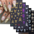 Halloween Spider Web Nail Stickers with Rhinestones - Black, Gold, Silver, Rainbow - 5 Sheets with Variation 281